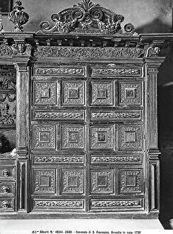 Images Dated 10th April 2012: Walnut wardrobe with two wings with vegetal decorations. Preserved in the Convent of St