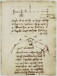 Pesi aplicados a los ángulos de un arco en forma de octágono; folio perteneciente al Código Forster II, c.93r