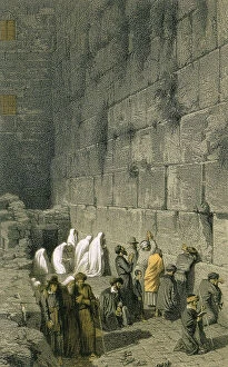 Images Dated 3rd December 2007: The Western Wall in Jerusalem. Coloured engraving by Bernatz et alii