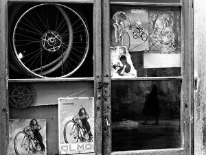 Images Dated 29th October 2010: Window with ads for motorbikes