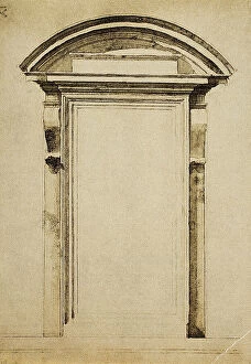 Images Dated 8th March 2011: Window; drawing by Michelangelo. Casa Buonarroti, Florence