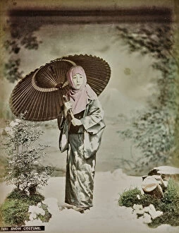 Japan: A woman in winter clothing, Japan