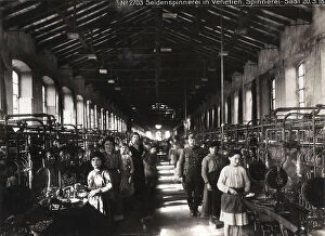 Images Dated 24th April 2012: Workers in the treatment hall of a silk spinning in Veneto