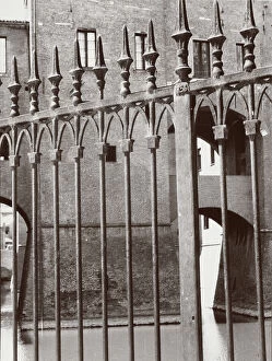 Images Dated 17th September 2003: Wrought iron fence around the Estense Castle in Ferrara